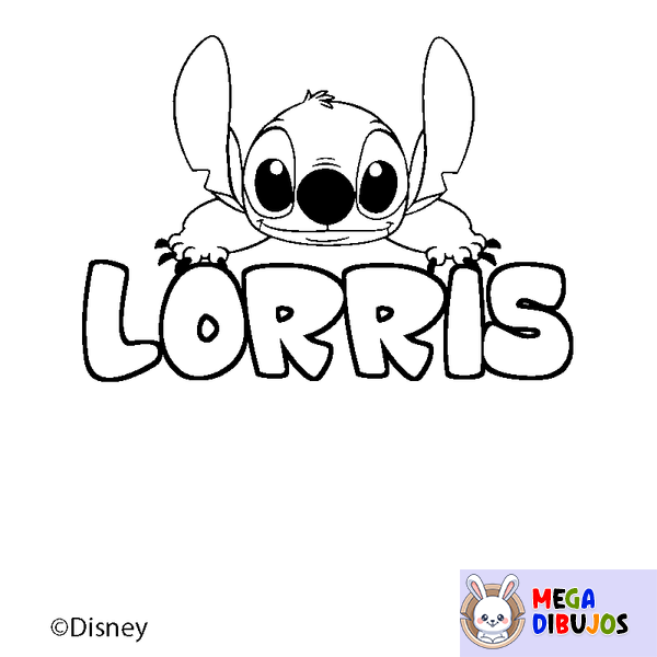 Coloraci&oacute;n del nombre LORRIS - decorado Stitch