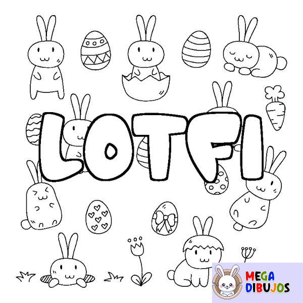 Coloraci&oacute;n del nombre LOTFI - decorado Pascua