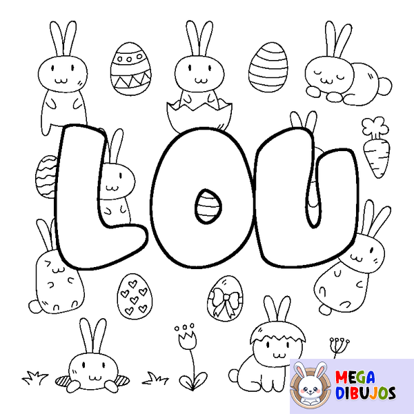 Coloraci&oacute;n del nombre LOU - decorado Pascua