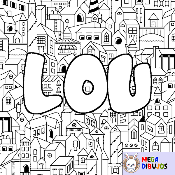 Coloraci&oacute;n del nombre LOU - decorado ciudad