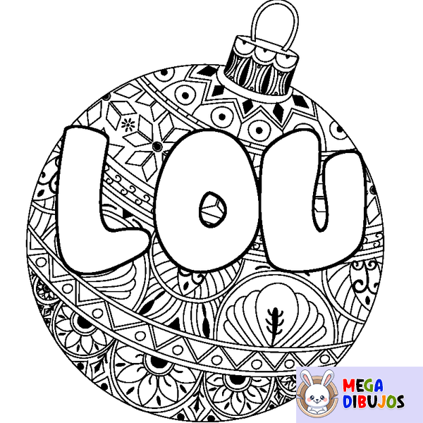 Coloraci&oacute;n del nombre LOU - decorado bola de Navidad