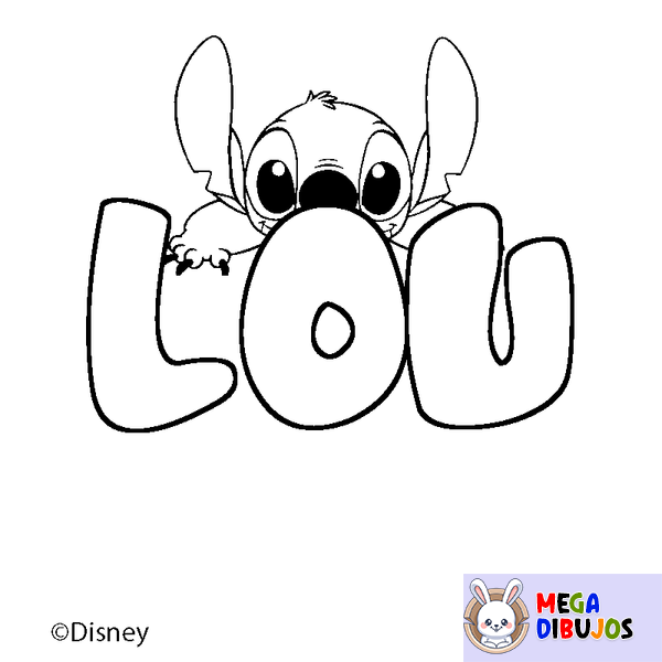 Coloraci&oacute;n del nombre LOU - decorado Stitch