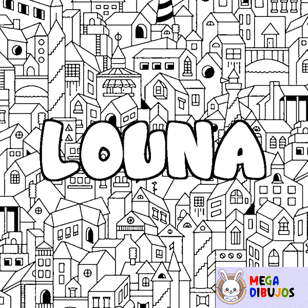 Coloraci&oacute;n del nombre LOUNA - decorado ciudad