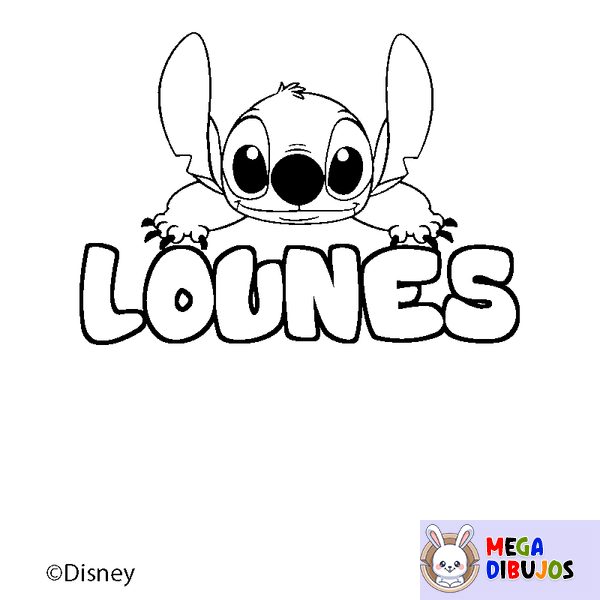 Coloraci&oacute;n del nombre LOUNES - decorado Stitch