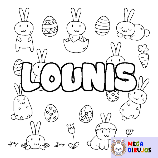 Coloraci&oacute;n del nombre LOUNIS - decorado Pascua