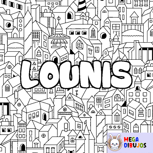 Coloraci&oacute;n del nombre LOUNIS - decorado ciudad