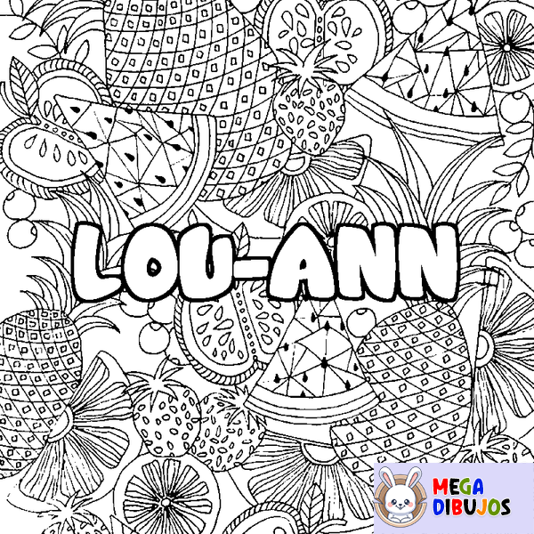 Coloraci&oacute;n del nombre LOU-ANN - decorado mandala de frutas