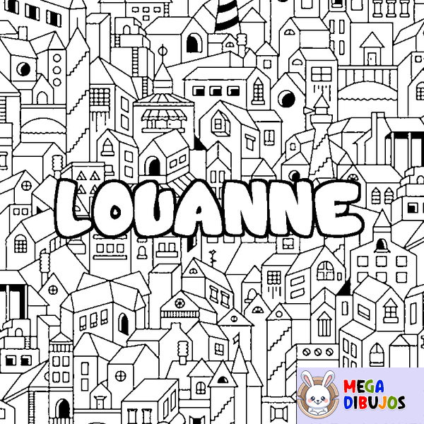 Coloraci&oacute;n del nombre LOUANNE - decorado ciudad