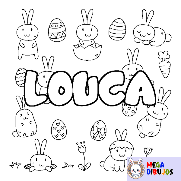 Coloraci&oacute;n del nombre LOUCA - decorado Pascua