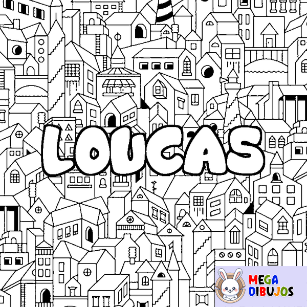 Coloraci&oacute;n del nombre LOUCAS - decorado ciudad