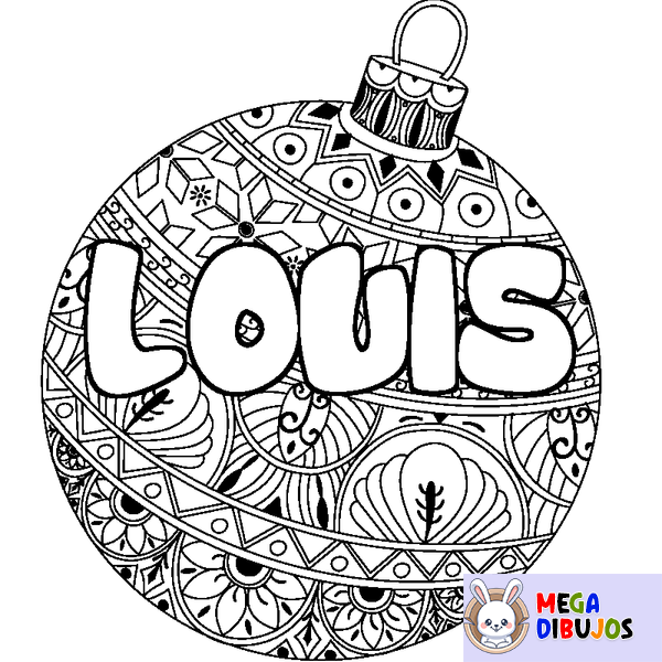 Coloraci&oacute;n del nombre LOUIS - decorado bola de Navidad