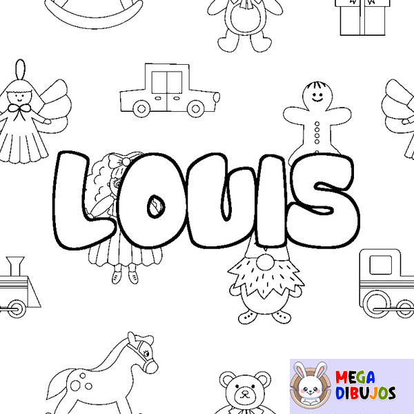 Coloraci&oacute;n del nombre LOUIS - decorado juguetes