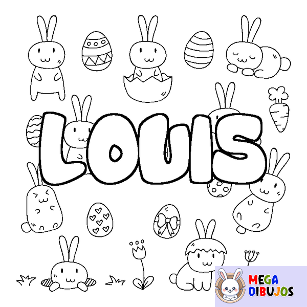 Coloraci&oacute;n del nombre LOUIS - decorado Pascua