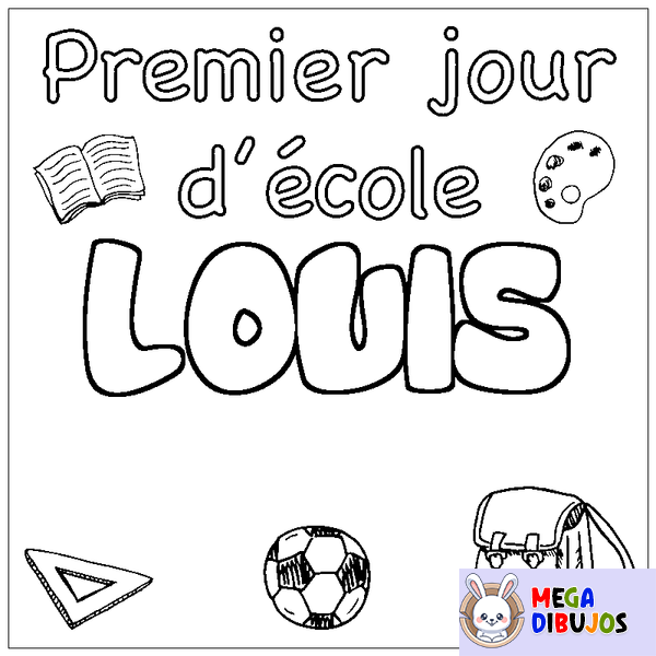 Coloraci&oacute;n del nombre LOUIS - decorado primer d&iacute;a de escuela
