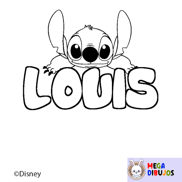 Coloraci&oacute;n del nombre LOUIS - decorado Stitch