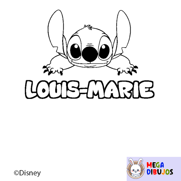 Coloraci&oacute;n del nombre LOUIS-MARIE - decorado Stitch