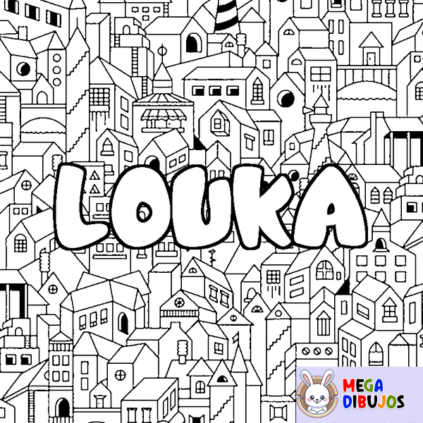 Coloraci&oacute;n del nombre LOUKA - decorado ciudad