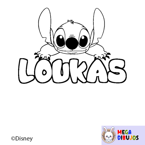 Coloraci&oacute;n del nombre LOUKAS - decorado Stitch