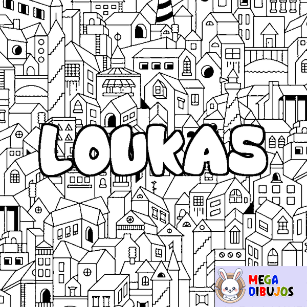 Coloraci&oacute;n del nombre LOUKAS - decorado ciudad