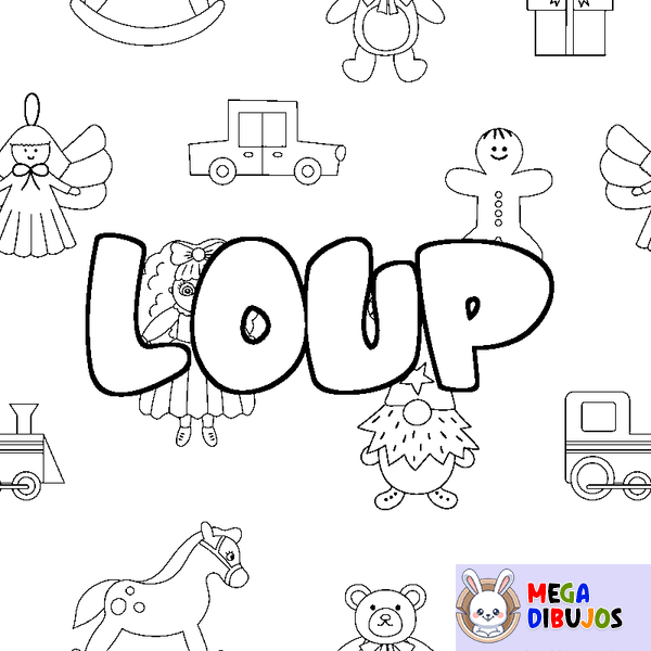 Coloraci&oacute;n del nombre LOUP - decorado juguetes