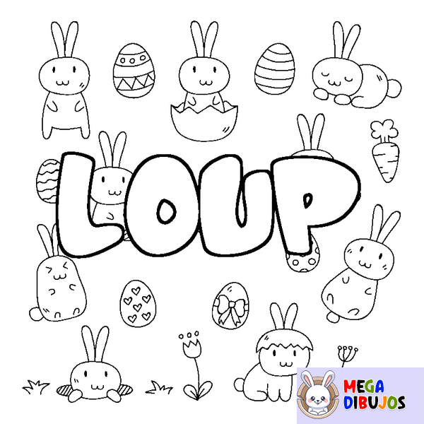 Coloraci&oacute;n del nombre LOUP - decorado Pascua