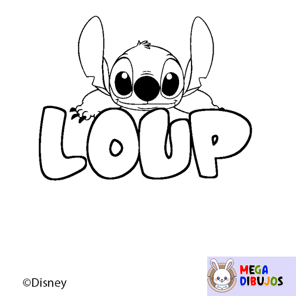 Coloraci&oacute;n del nombre LOUP - decorado Stitch