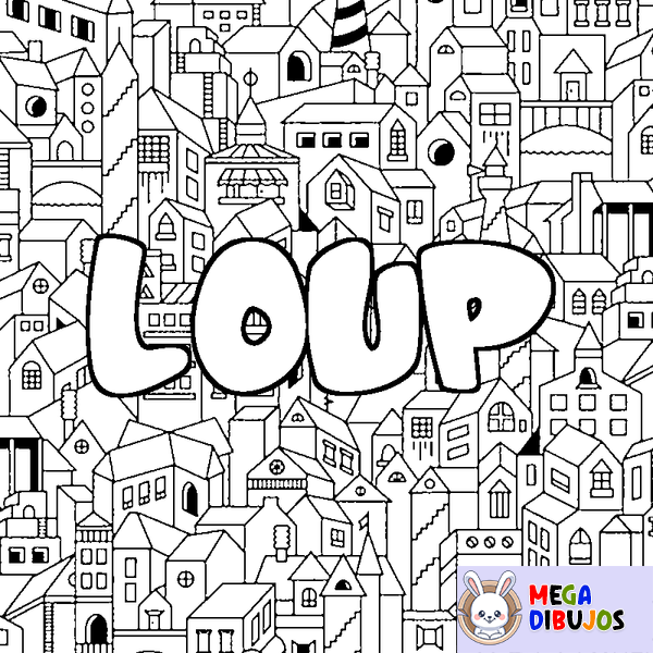 Coloraci&oacute;n del nombre LOUP - decorado ciudad