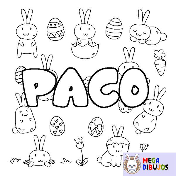 Coloraci&oacute;n del nombre PACO - decorado Pascua