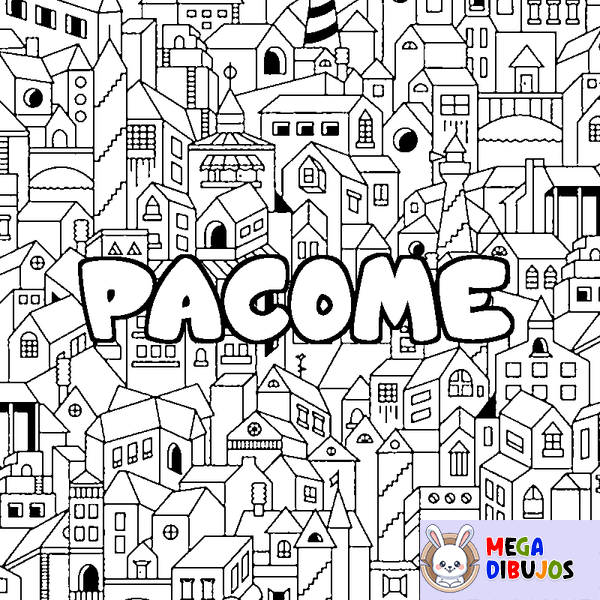 Coloraci&oacute;n del nombre PACOME - decorado ciudad