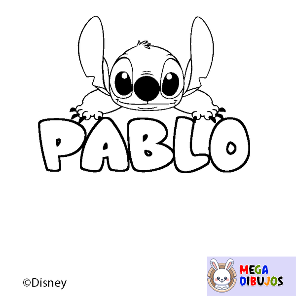 Coloraci&oacute;n del nombre PABLO - decorado Stitch