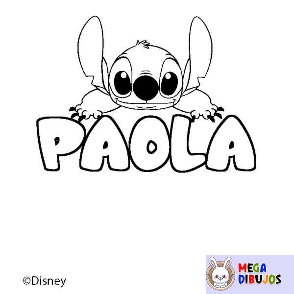 Coloraci&oacute;n del nombre PAOLA - decorado Stitch