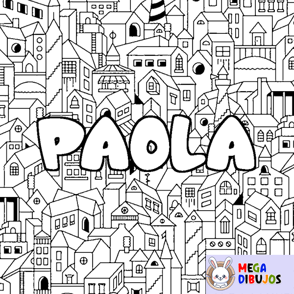 Coloraci&oacute;n del nombre PAOLA - decorado ciudad