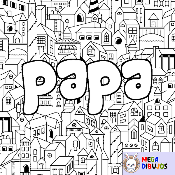 Coloraci&oacute;n del nombre papa - decorado ciudad