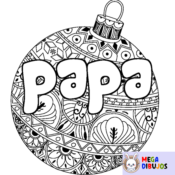 Coloraci&oacute;n del nombre papa - decorado bola de Navidad