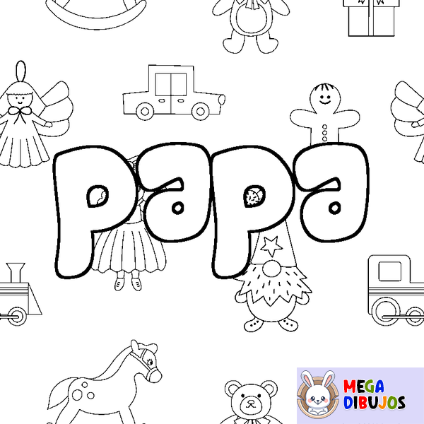 Coloraci&oacute;n del nombre papa - decorado juguetes