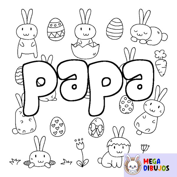 Coloraci&oacute;n del nombre papa - decorado Pascua