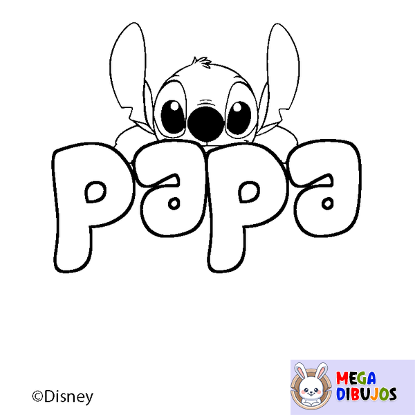 Coloraci&oacute;n del nombre papa - decorado Stitch