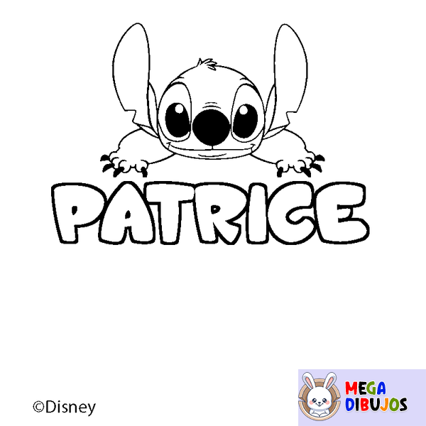 Coloraci&oacute;n del nombre PATRICE - decorado Stitch