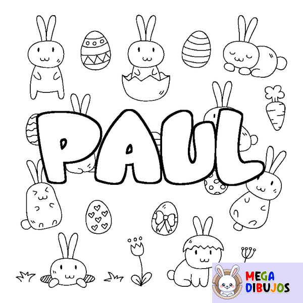 Coloraci&oacute;n del nombre PAUL - decorado Pascua