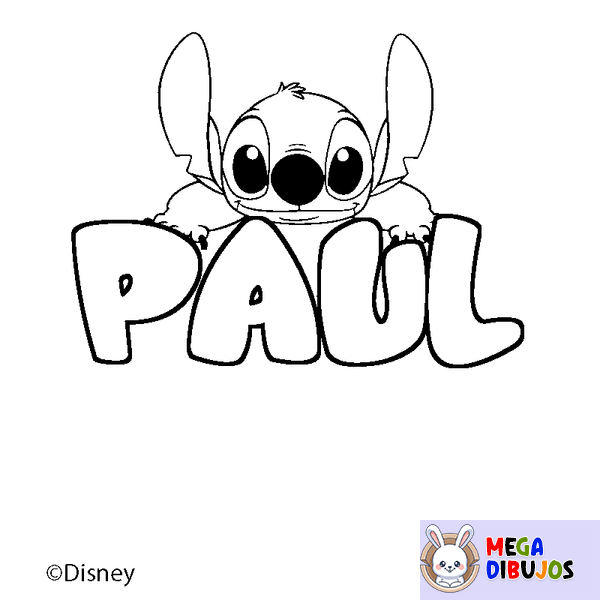 Coloraci&oacute;n del nombre PAUL - decorado Stitch