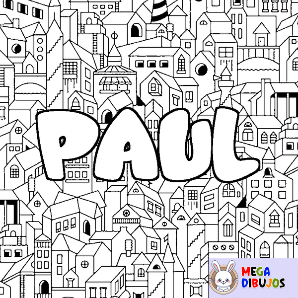Coloraci&oacute;n del nombre PAUL - decorado ciudad