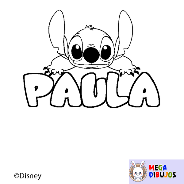Coloraci&oacute;n del nombre PAULA - decorado Stitch