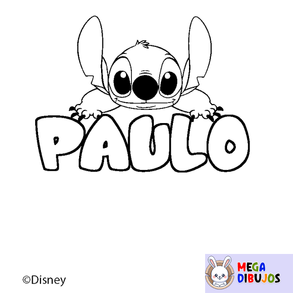 Coloraci&oacute;n del nombre PAULO - decorado Stitch