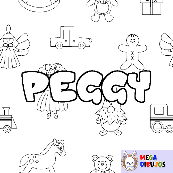 Coloraci&oacute;n del nombre PEGGY - decorado juguetes
