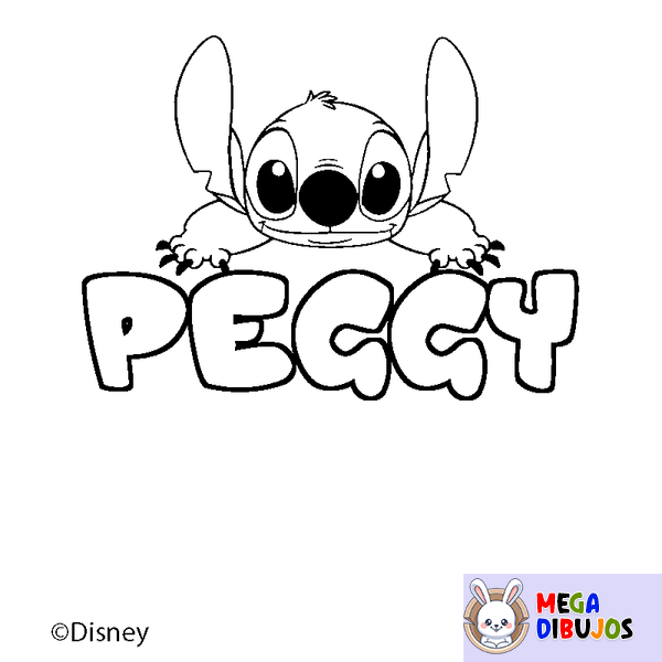 Coloraci&oacute;n del nombre PEGGY - decorado Stitch