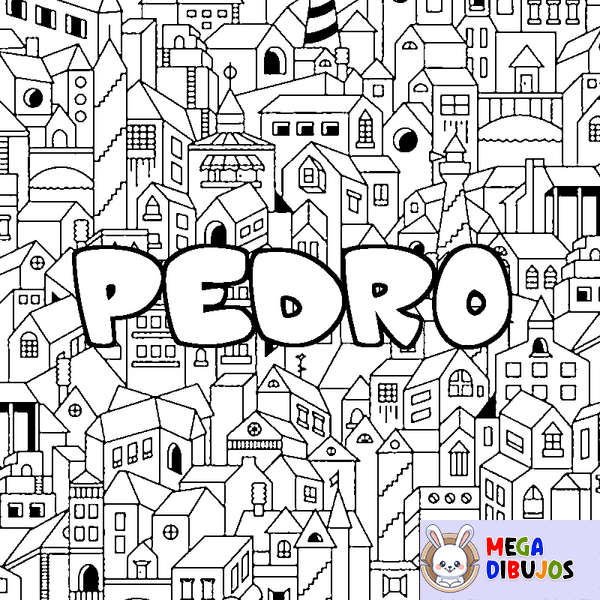 Coloraci&oacute;n del nombre PEDRO - decorado ciudad