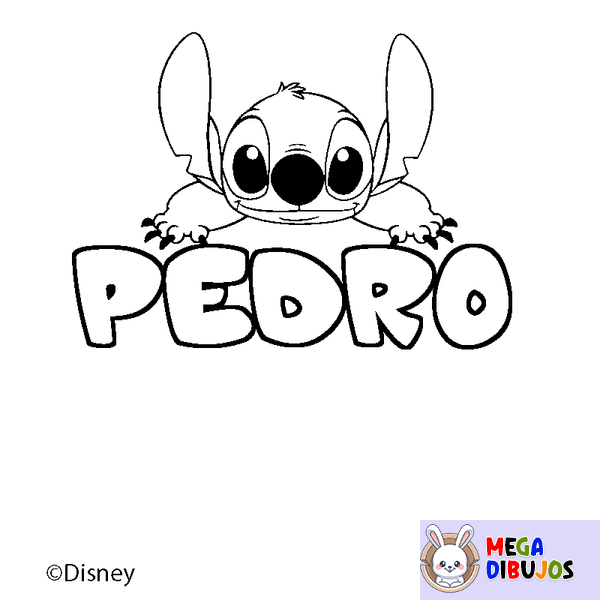 Coloraci&oacute;n del nombre PEDRO - decorado Stitch
