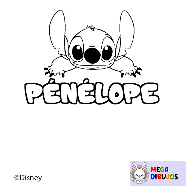 Coloraci&oacute;n del nombre P&Eacute;N&Eacute;LOPE - decorado Stitch