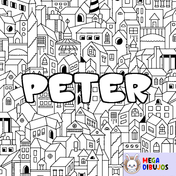 Coloraci&oacute;n del nombre PETER - decorado ciudad