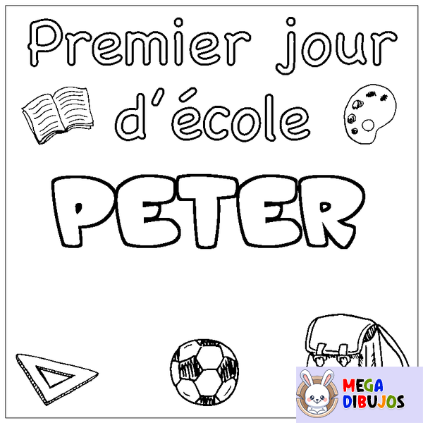 Coloraci&oacute;n del nombre PETER - decorado primer d&iacute;a de escuela